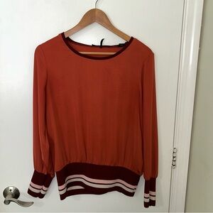 Scotch & Soda | Women’s Burnt Orange Long Sleeve Striped Sweater | Size Small